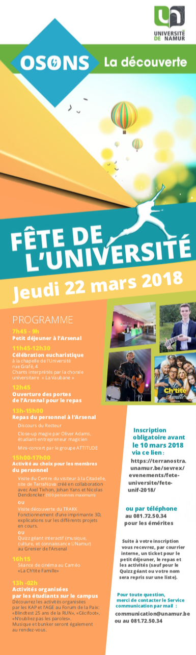 Inviation Fête de l'Université 2018