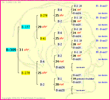 Pedigree of B-309 :
four generations presented