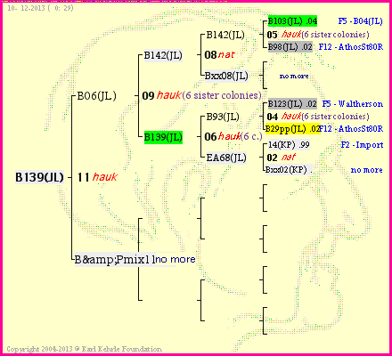 Pedigree of B139(JL) :
four generations presented