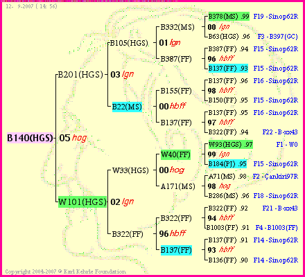 Pedigree of B140(HGS) :
four generations presented