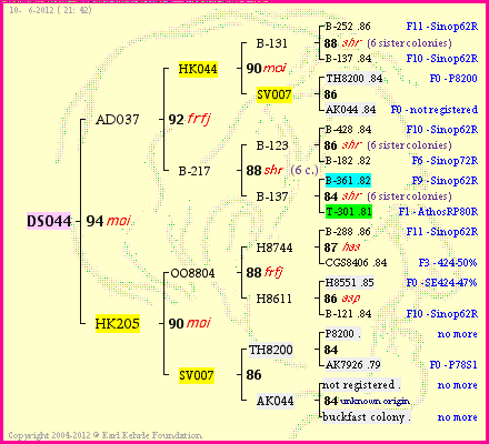 Pedigree of DS044 :
four generations presented