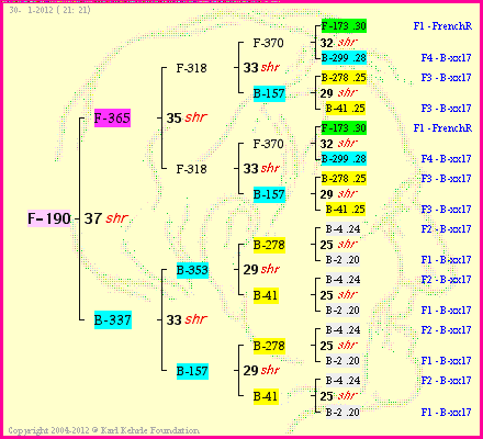 Pedigree of F-190 :
four generations presented