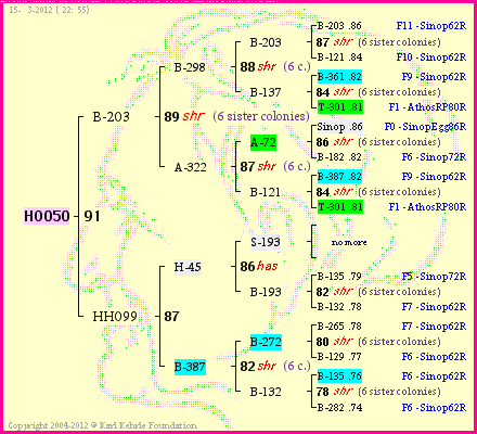 Pedigree of HO050 :
four generations presented