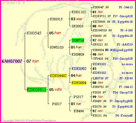 Pedigree of KAH07007 :
four generations presented