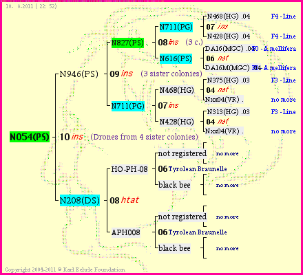 Pedigree of N054(PS) :
four generations presented