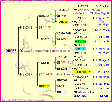 Pedigree of OH057 :
four generations presented