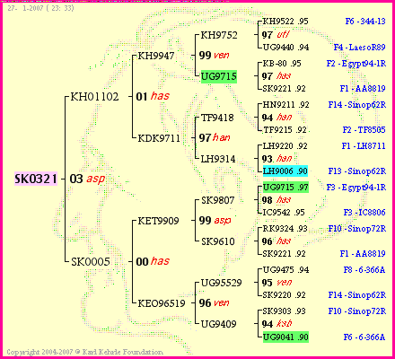 Pedigree of SK0321 :
four generations presented