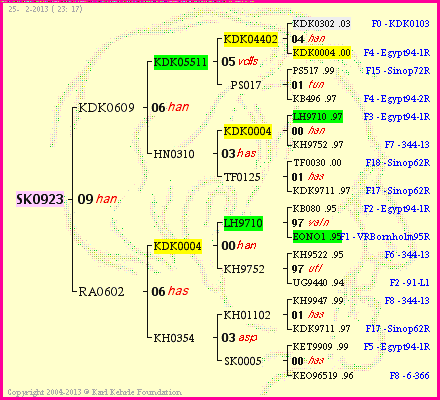 Pedigree of SK0923 :
four generations presented